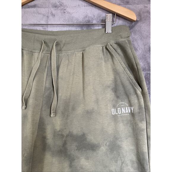 Old Navy Pants Womens XL Olive Tie Dye High Rise Joggers Wide Leg Pockets Logo - Picture 2 of 10